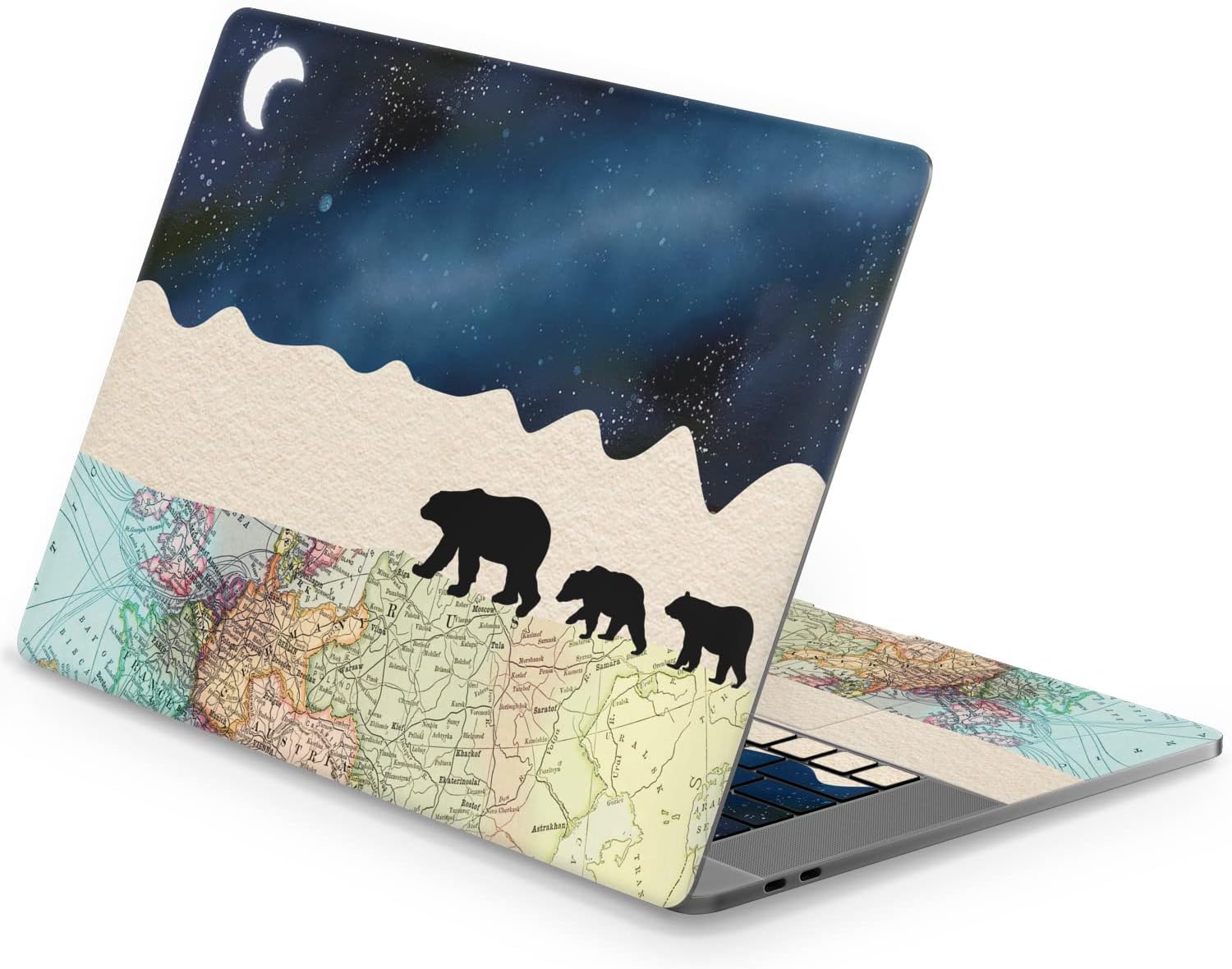 Mertak Vinyl Skin Compatible with MacBook Air 13 M2 M1 2023 2022 Pro 16 inch 15 14 2021 2020 2019 Map Family Animal Laptop Arctic Wrap Cover Polar Bear Top Keyboard Cute Sticker Print Night Sky
