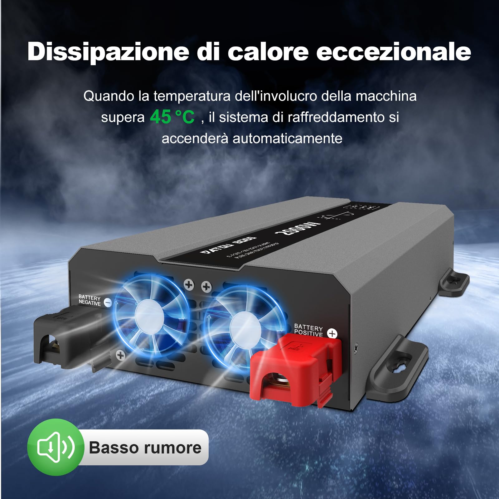 DATOUBOSS Inverter 24V 220V 2000W Onda Pura(Picco 4000W), Trasformatore 24V 220V con 2 EU Prese, Porte USB-A e USB-C,Display LCD,Comando a Distanza,per Camper, Camion, Emergenze e Apparecchi Campeggio