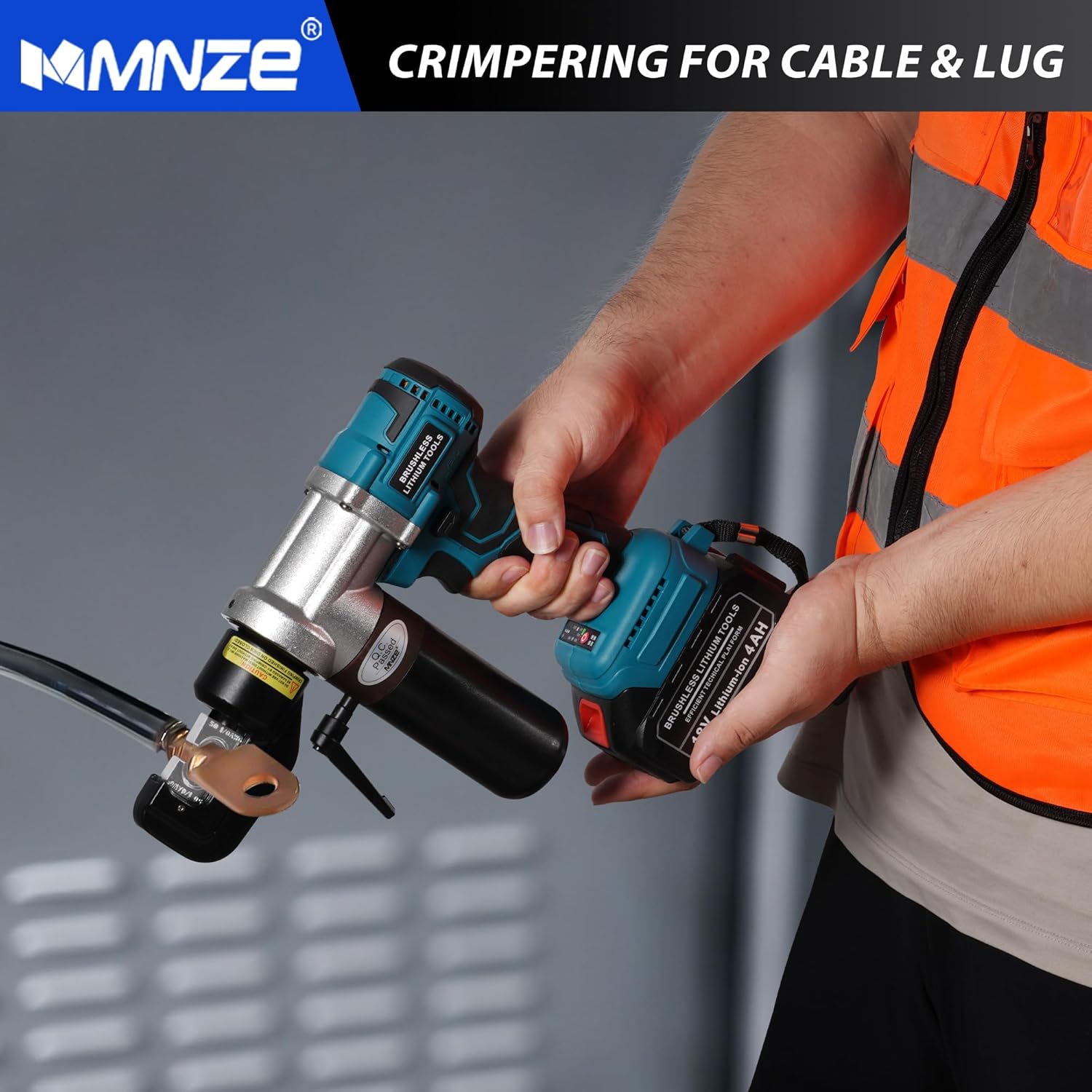 Electric Hydraulic Cable Lug Crimping Tool 6 Ton Hydraulic Electrical Wire Terminal Cable Lugs Crimper Rechargeable Crimping Tool Kits with 8 Dies, 12 AWG to 2/0 AWG