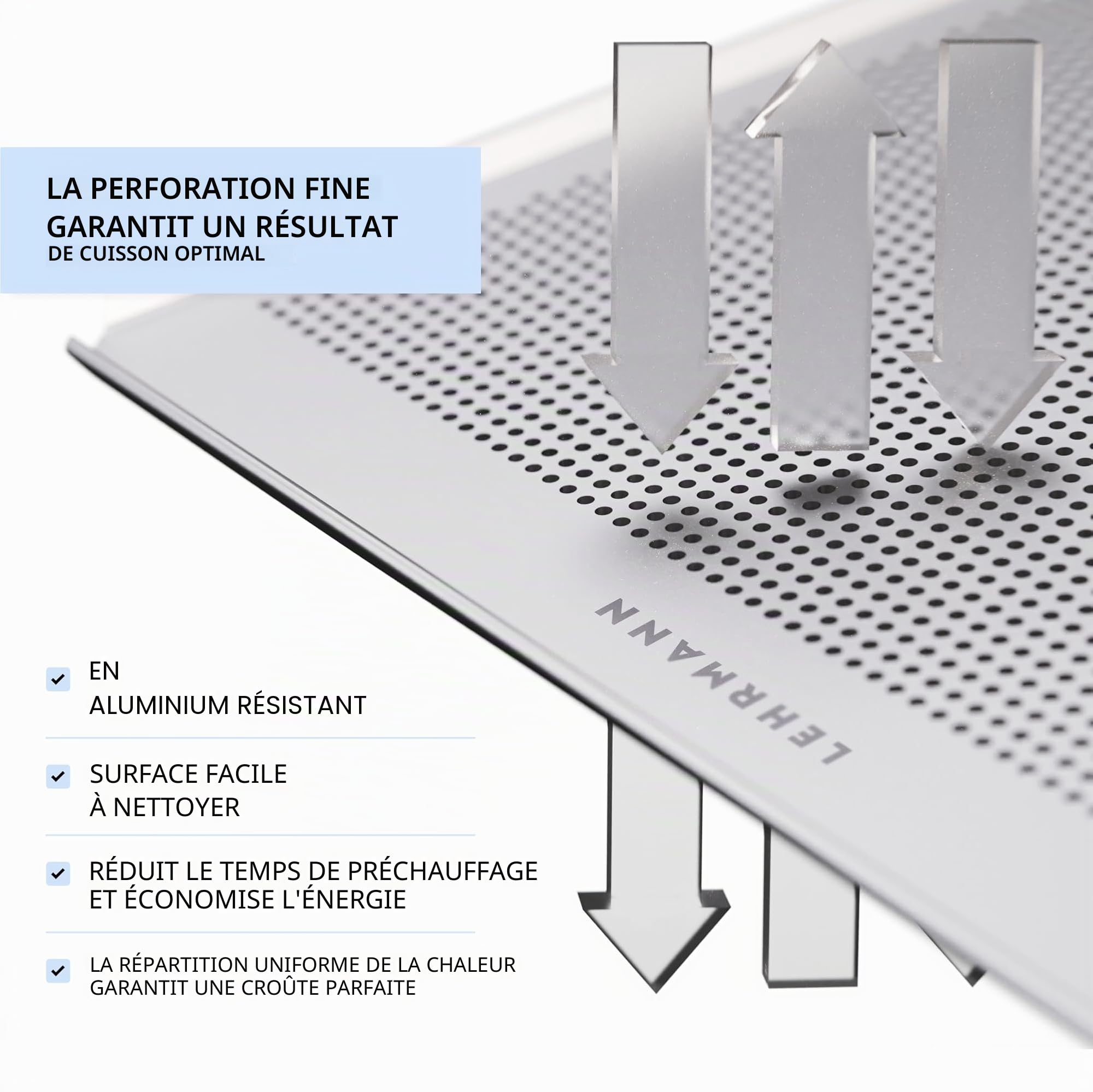 LEHRMANN Plaque perforée à pâtisserie (3 pièces) 45 x 35 cm Plaque pour pizza pain biscuits Comparable/remplaçable four WIESHEU ELOMA MIWE/Siemens Bosch Neff