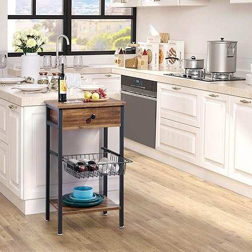 Miniatura 7 de VECELO Mesas auxiliares de extremo alto, mesita de noche de 27 pulgadas con estante de almacenamiento para sala de estar, dormitorio, espacios