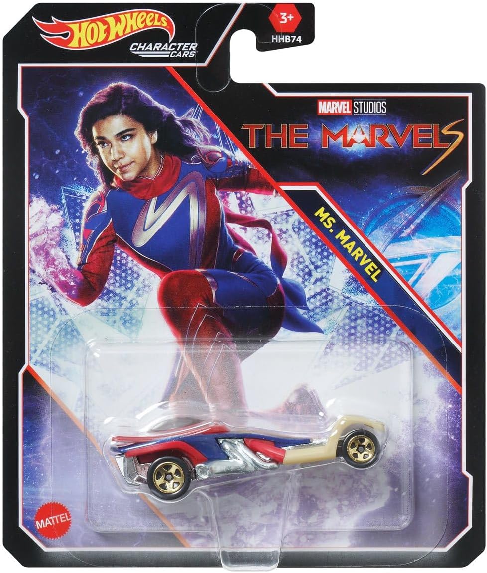 Hot Wheels Character Cars – Complete 6‑Pack (HHB74‑956G) | Includes Black Panther, Namor, Shuri, Ms. Marvel, Captain Marvel & America Chavez | 1:64 Die‑Cast Vehicles – Ages 3+