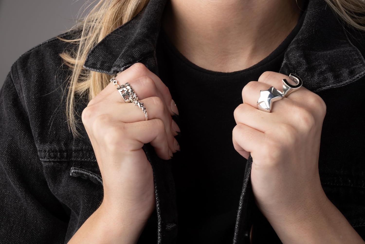 Pierced Owl 925 Sterling Silver Star Outline Cutout Ring
