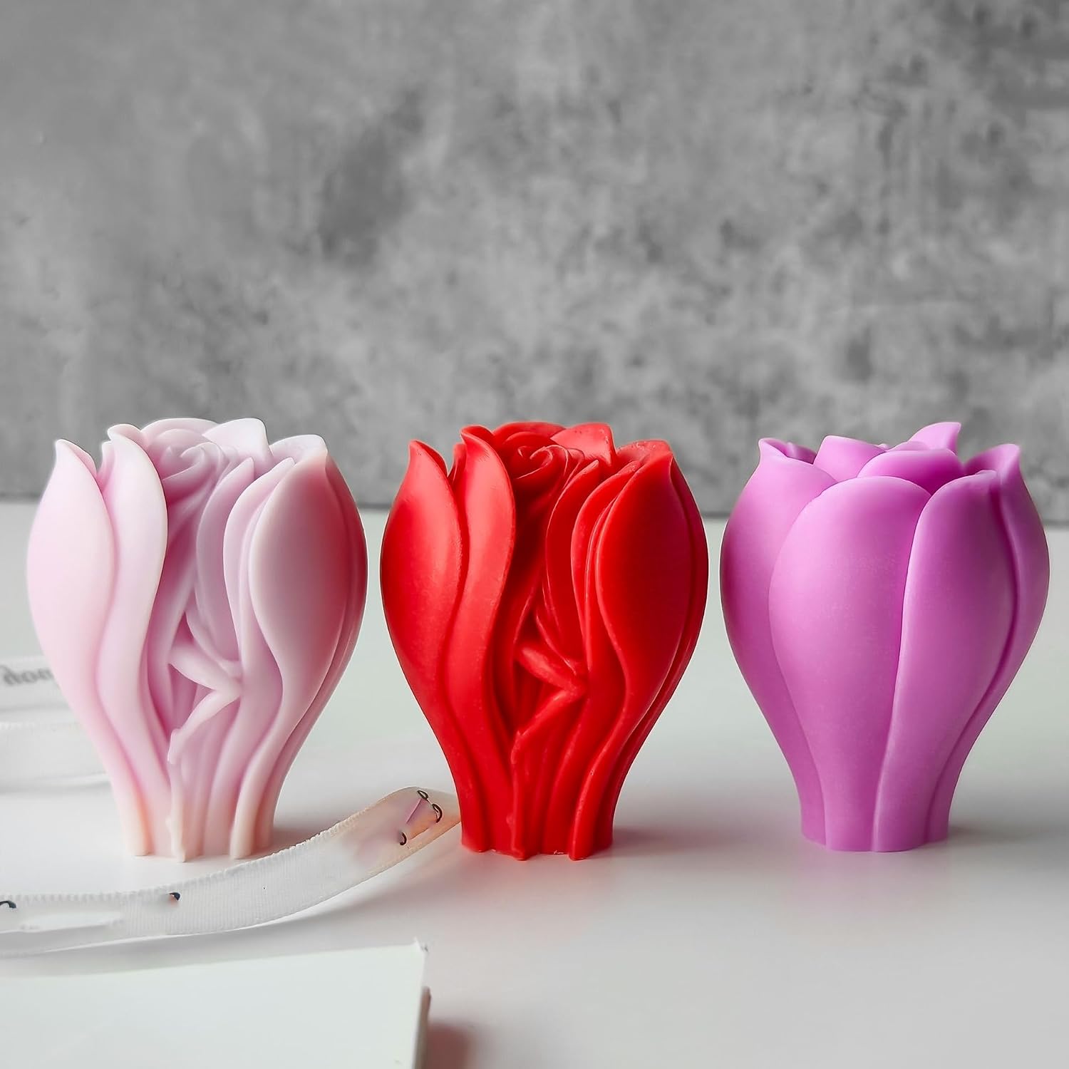 Tulip Rose Heart Flower Candle Silicone Wave Spiral Candle Mold - Silicone Resin Casting Molds for Candle & Resin & Soap Craft Supplies image 4