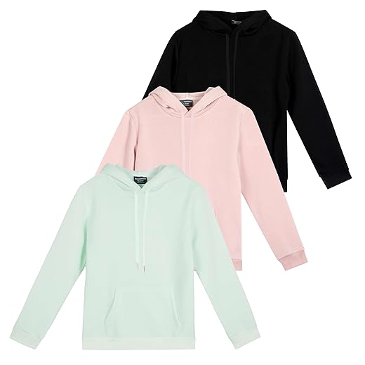 3 Pack: Women's Long Sleeve Hoodie Pullover Casual Sweatshirt Fashion Camo Sweater Quick Fleece Lounge Active Yoga Running Athletic Exercise Gym Workout Outdoor Top Ladies Kangaroo Pocket- Set 8, M