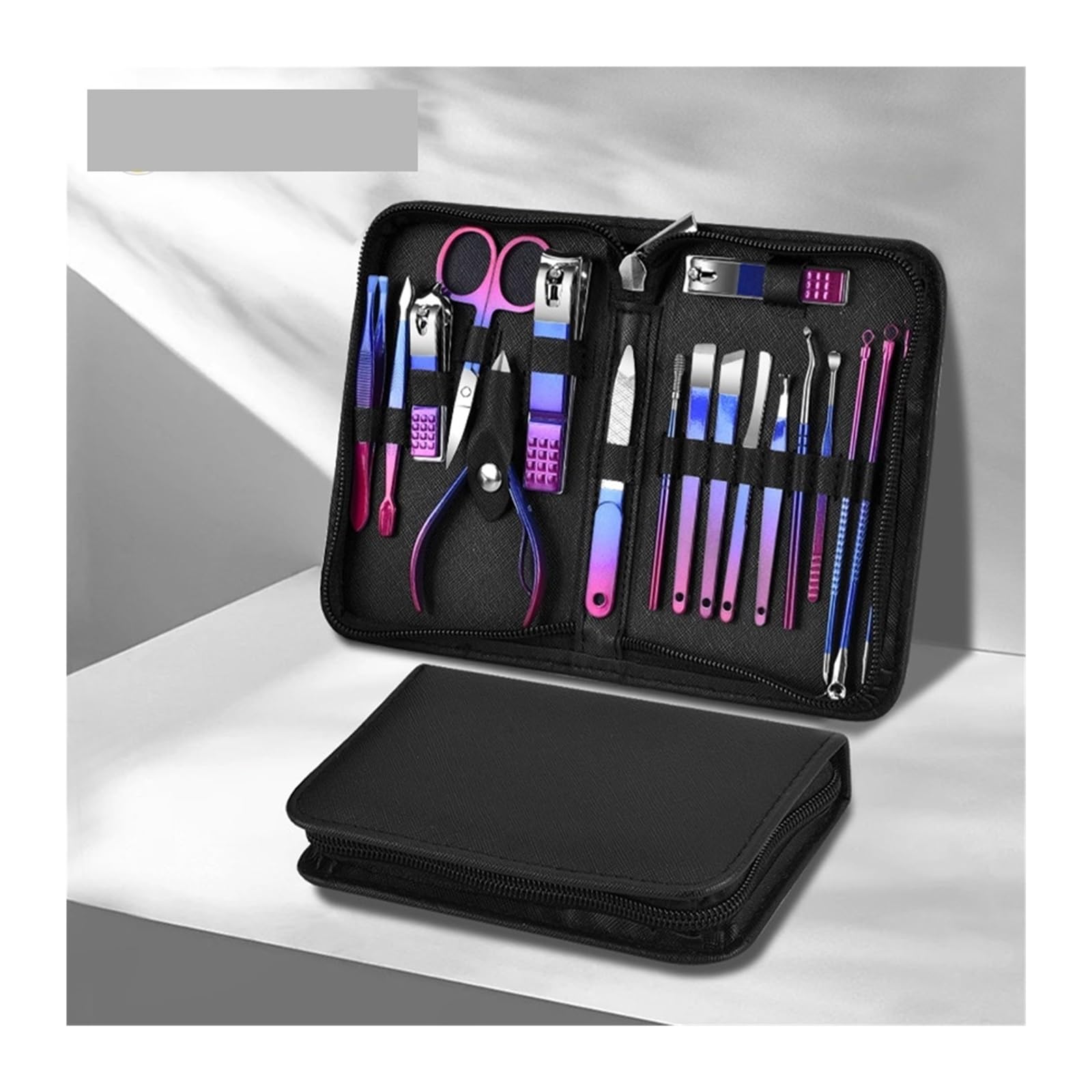 Juego de 6-18 Uds. De manicura y pedicura acero inoxidable, cuidado uñas precisión con estuche viaje tijera cortaúñas(30pcs set)