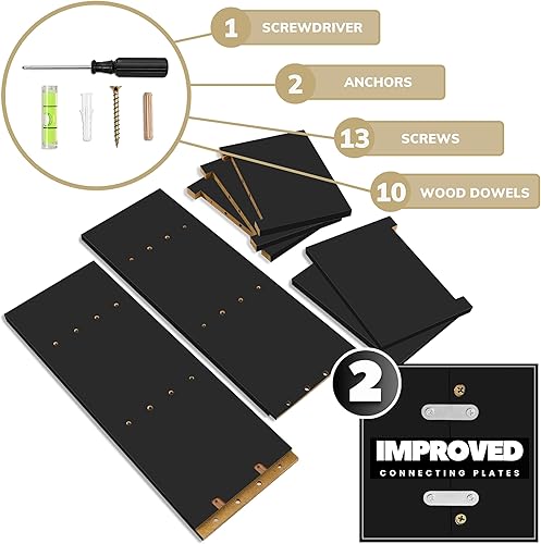 Miniatura 4 de Sorbus 5 Tier Wall Shelf Unit with Hooks, Vertical Column Utility Shelving for Home Decor and Storage Organizer, Wall-Mounted Floating Shelves for