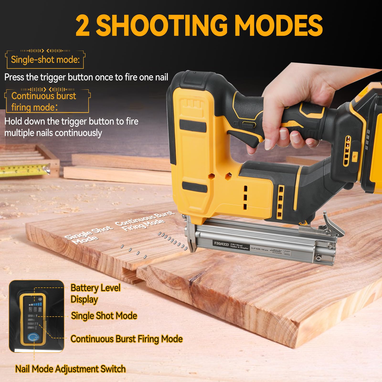 Dewalt 18V 20V Akku Schnurloser Brad-Nagler 2-in-1 Nagel-Klammerpistole 18GA Hefter-Nagler