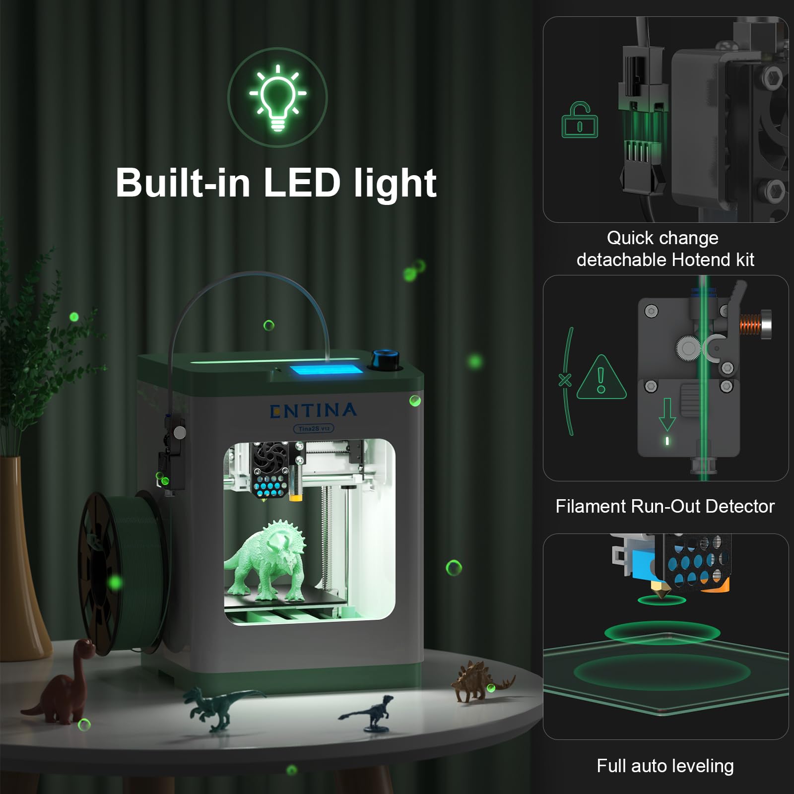 Entina Tina2S 3D Printers with WiFi Cloud Printing, Huge Models