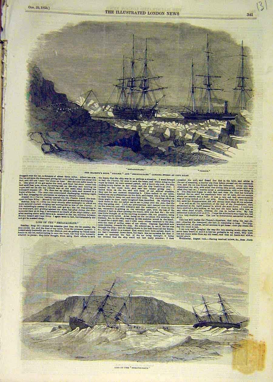 Amazon｜海軍 1853 の Ships フェニックス Breadalbane Hm の大破の古い印刷物｜アートワーク・ポスター オンライン通販