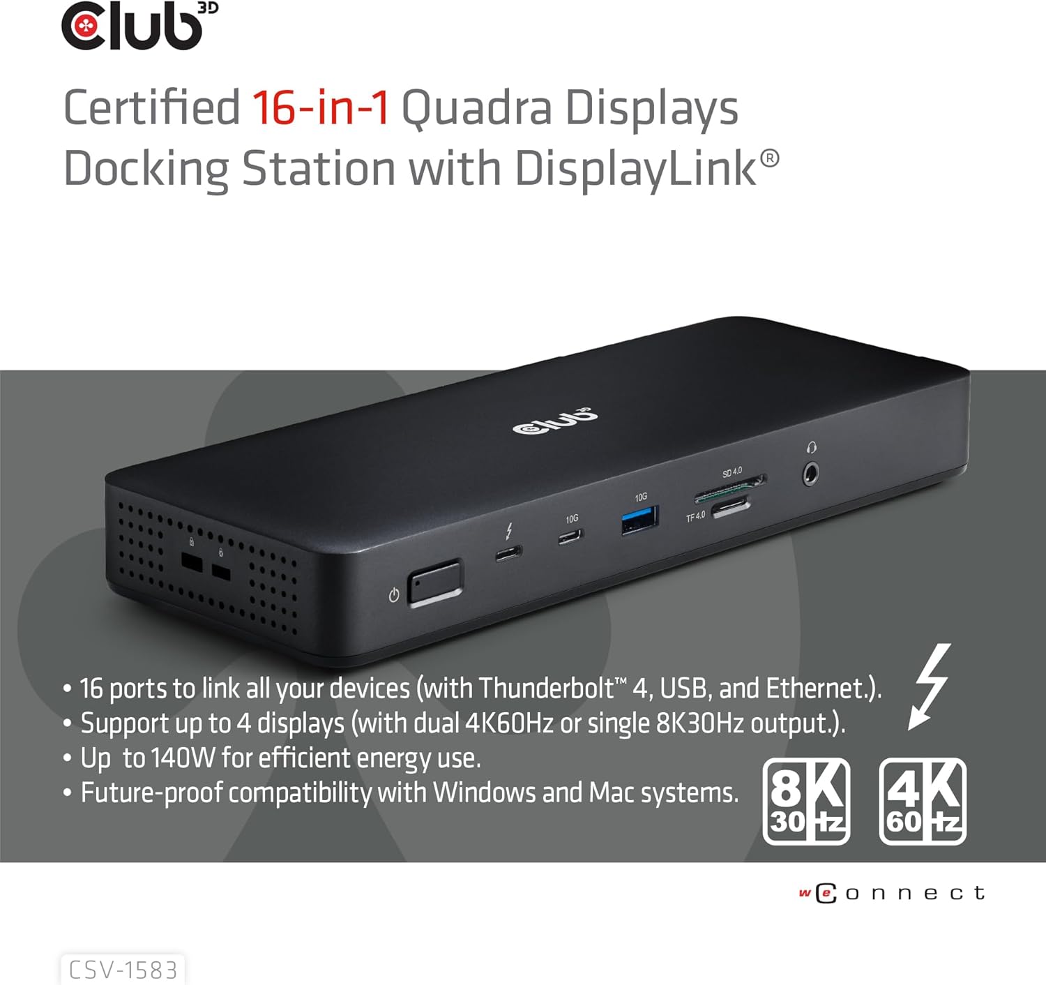 Key features of Club 3D CSV-1583 Docking Station