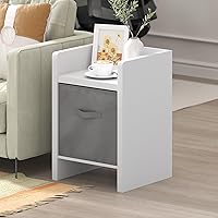 Vista 200 de Furinno- Colección Andrey- Mesa auxiliar, estación de carga con puerto USB y puerto tipo C c/compartimento de almacenamiento, 15.55 pulg ancho x