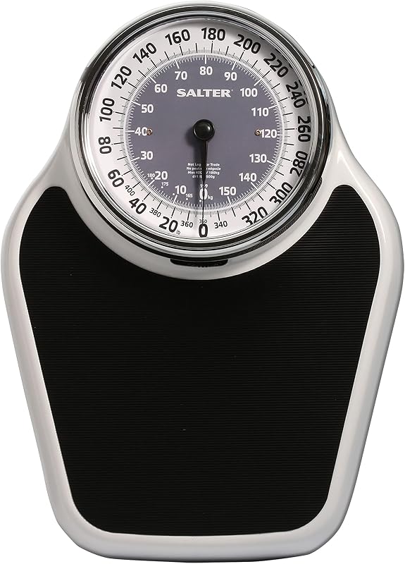 Pro-Helix Professional Oversized Bathroom Scale with Black Vinyl Anti-Slip Bath Mat, 400 LB Capacity, Analog Scale, 18.25" x 13.0" Black/White