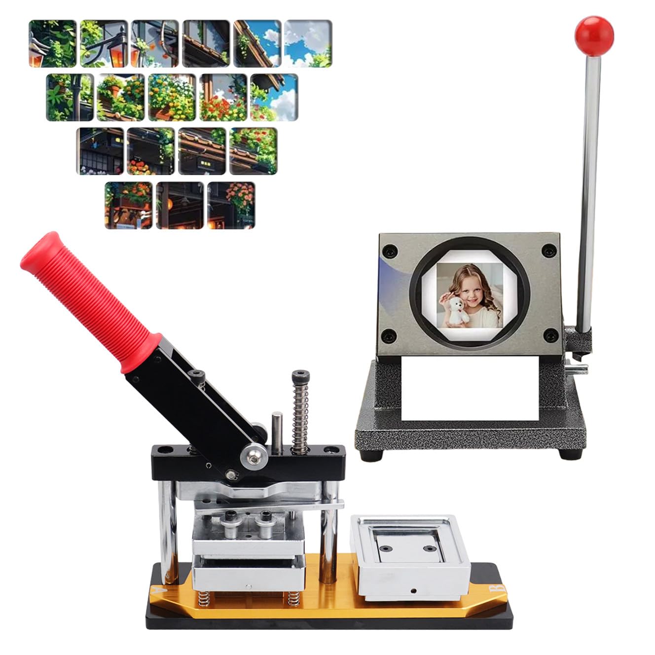 Máquina para hacer imanes cuadrados para nevera, máquina para hacer imanes de fotos DIY + cortador de Papel + 200 juegos de materiales