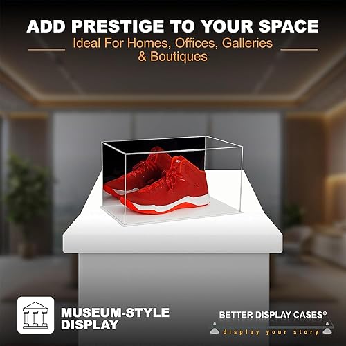Vista 259 de Better Display Cases Versátil vitrina de acrílico transparente - Caja rectangular grande con base blanca 18" x 12" x 3" (BK09)