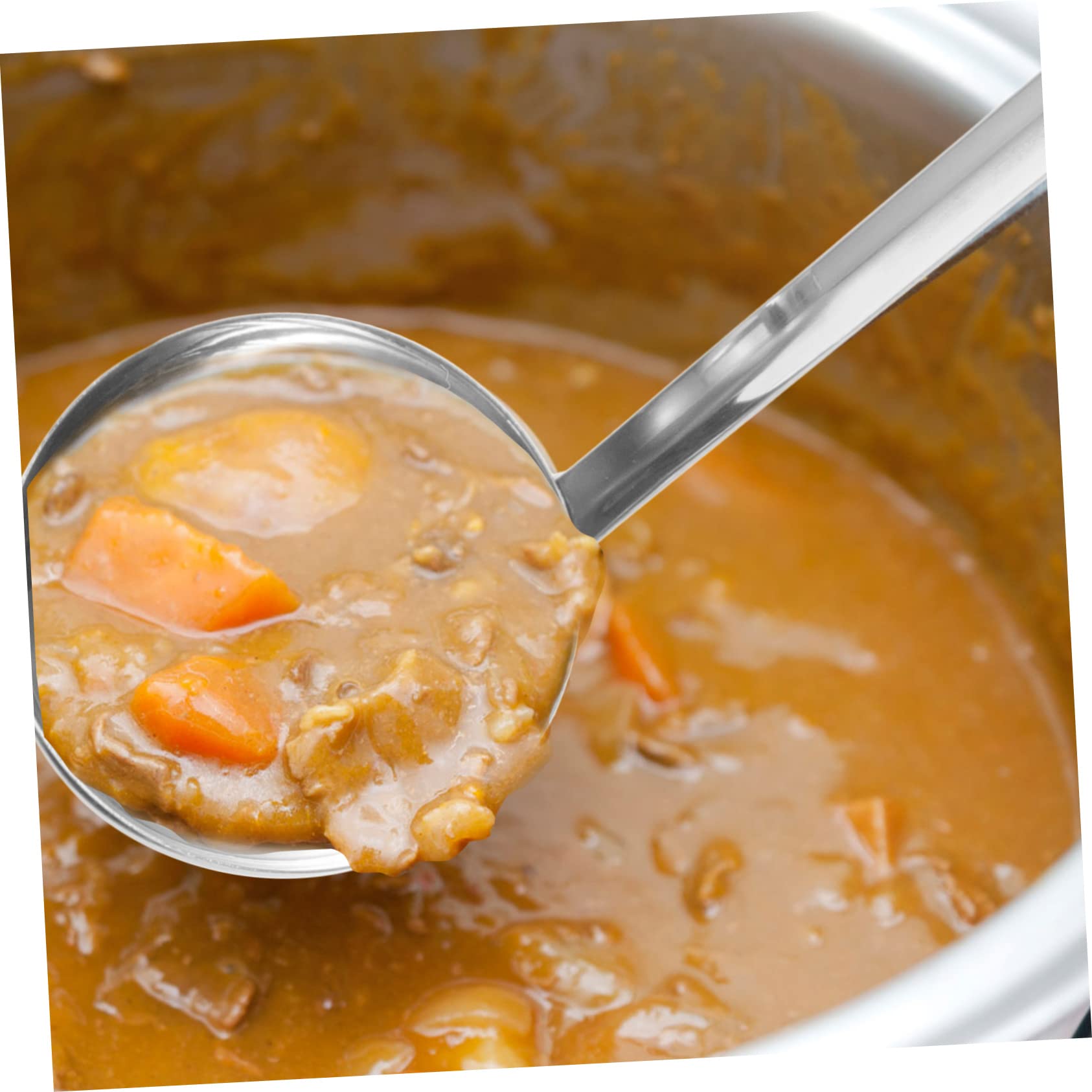 UKCOCO Cucharón De Sopa De Acero Inoxidable 300cc Mango Largo y Gancho Para Colgar, Cuchara Metálica Para Servir Salsas y Sopas Cocina Doméstica y Restauración