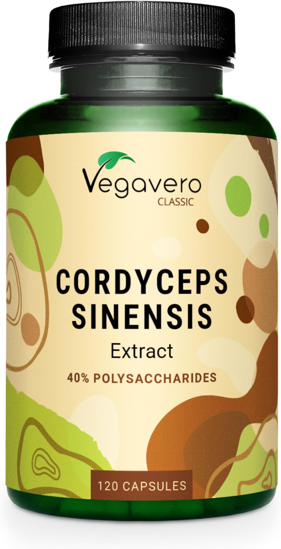 Vegavero Cordyceps Sinensis 19 500 mg Daily | 10:1 Mushroom Extract | 4-Month Supply | 40% Polysaccharides | NO Additives | Lab-Tested | Vegan