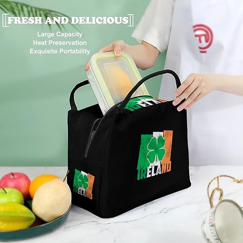 Miniatura 5 de Bolsa de almuerzo con bandera irlandesa, bolsa de almuerzo aislada, bolsa de mano para alimentos para mujeres y hombres