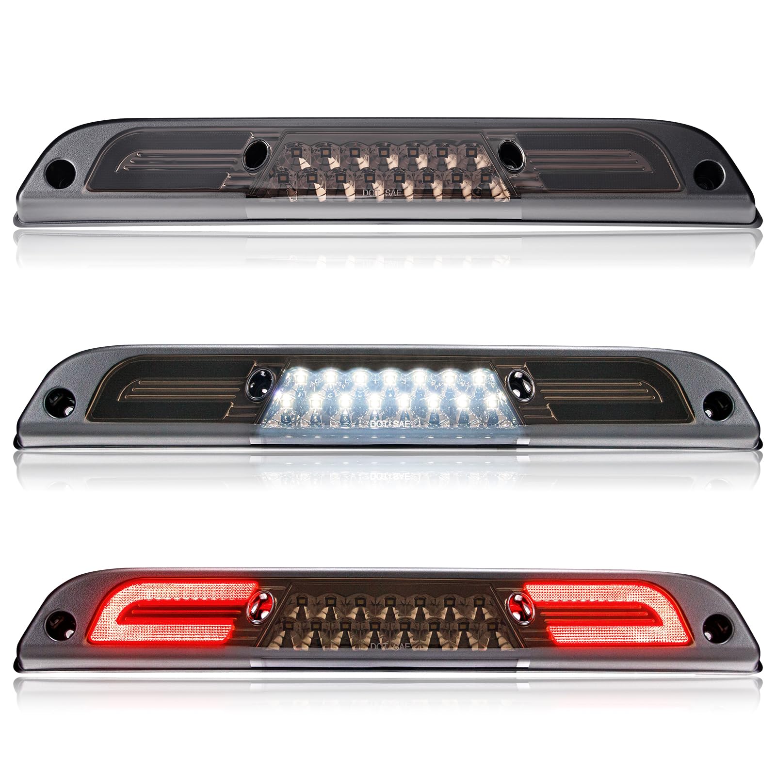 LUDARM Smoke Lens LED 3rd Brake Light Compatible with F150 2015-2024 F250 F350 F450 F550 2017-2024 for Maverick 2021-2025 for Ranger 2019-2024 Third Brake Cargo Light