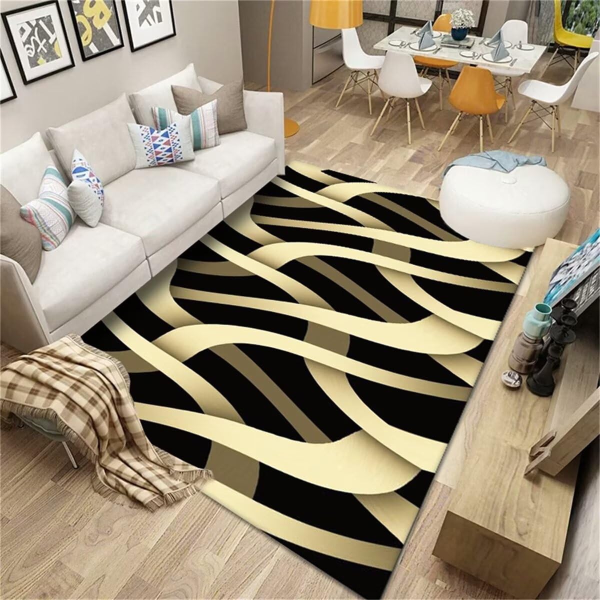 Tapis tout doux pour entrée et couloir paillasson design rayures 80x120 cm