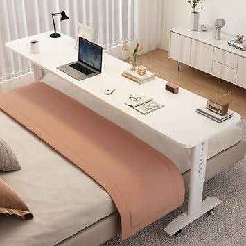 Bedtable, Bed Desk Over The Bed Table with Wheels Overbed Table Over The Bed Desk Over Bed Table Mobile Desk Bed Table with Wheels Computer Table for Bed Overbed Table Adjustable Height Soli
