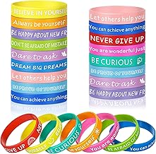 24 Pezzi Braccialetto Motivazionale Silicone, 18cm Braccialetti Amicizia Bambini Colorati, Braccialetti da Polso Motivazionali per Adolescenti Studenti
