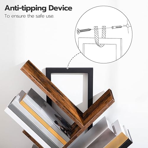 Miniatura 8 de HOOBRO Estantería en forma de árbol, estante de 9 niveles, estanterías de madera, estante de almacenamiento de pie, para exhibición de CDs, libros