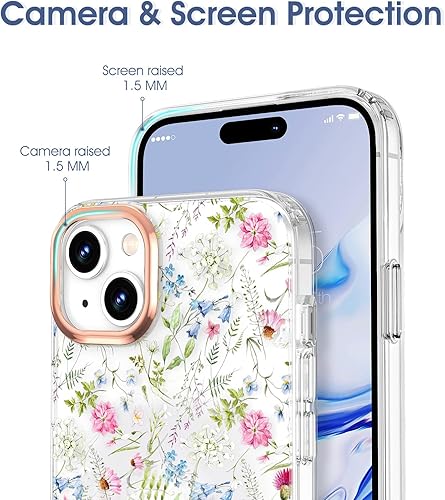 Miniatura 9 de zelaxy Compatible con iPhone 15 Pro Max Flower Case, TPU suave y flexible, a prueba de golpes, patrones de jardín de flores, funda protectora floral