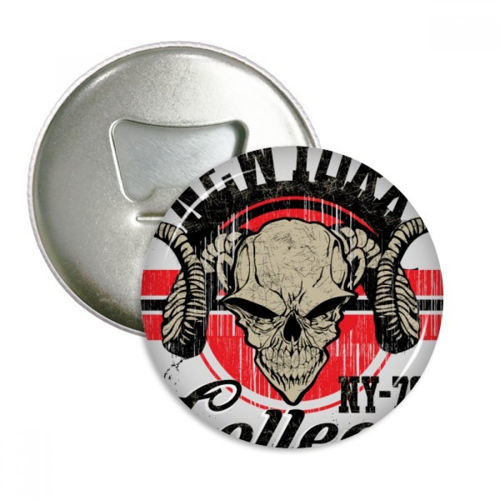 Ouvre-bouteille, aimant frigo et badge New York Indian Skeleton Engine Totem, lot de 3 pièces