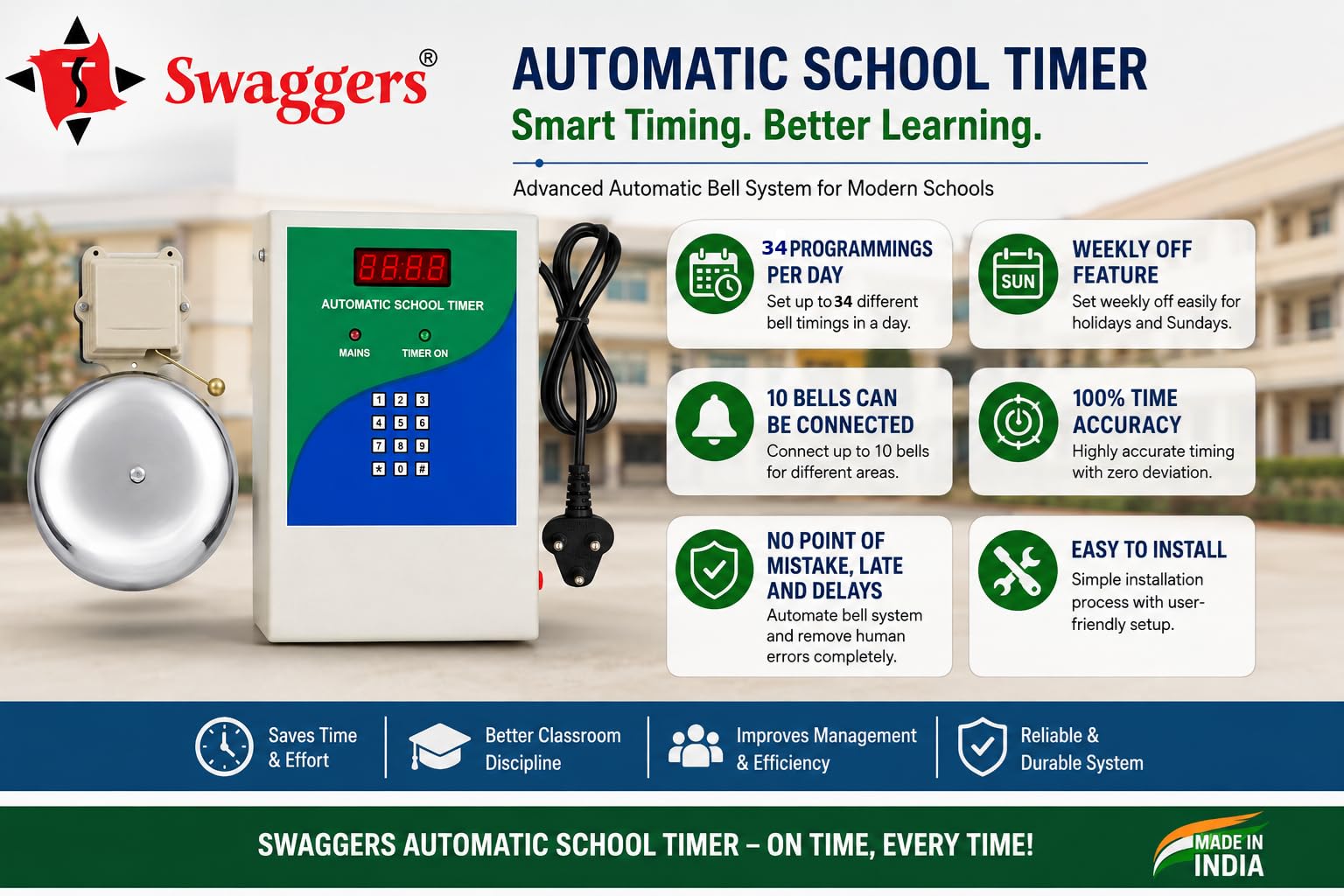 swaggers Basic Timer Automatic/Electric School Management Timer Device | 1 Year Warranty — Amazon image 3