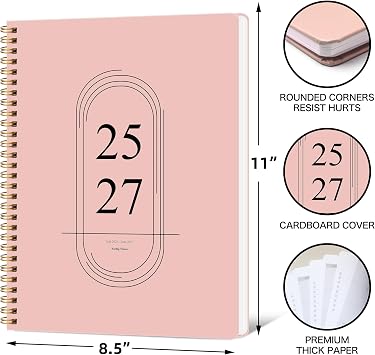 2026-2027 Monthly Planner, Jan 2026-June 2027, A4 (8.5 x 11), 2 Year Monthly Planner, 24 month Calendar, Simple Calendar Planner Notebook Cardboard Cover, Suitable for Schools & Offices, Pink