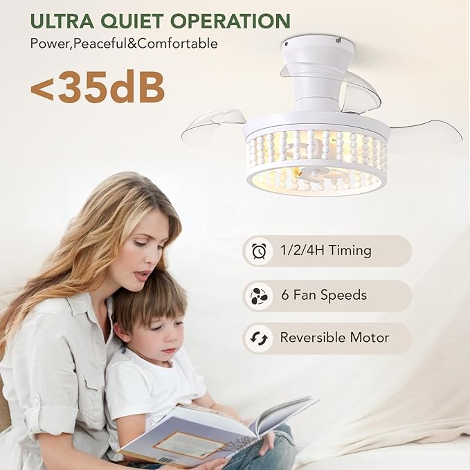 Ventilador de Techo 28 Pulgadas con Luz y Control Remoto 6 V miniatura 4