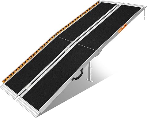 FACHNUO 8 ft Portable Aluminum Wheelchair Ramp with Support Legs