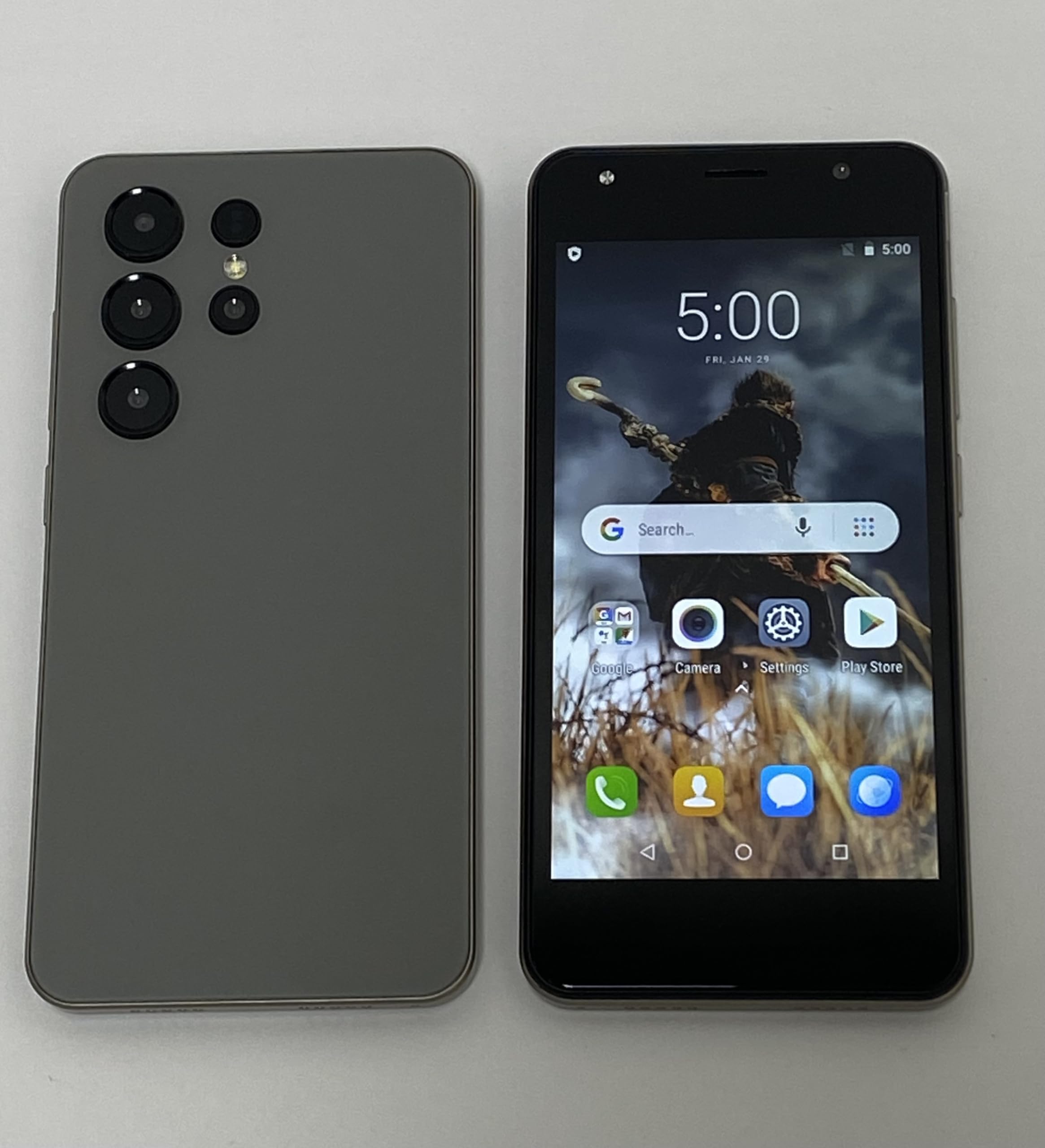 Telefono 4GLTE, doppia SIM + scheda TF, schermo da 5.0 pollici, doppia fotocamera, 2GRAM + 16GROM, estensione TF da 128GB, telefono senza contratto, per utenti principianti (T27grey)