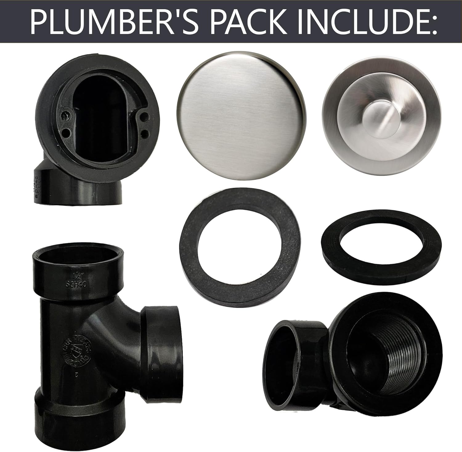 Westbrass Illusionary Overflow, Sch. 40 ABS Plumbers Pack with Lift and Turn Bath Drain, Satin Nickel, D594AHRK-07