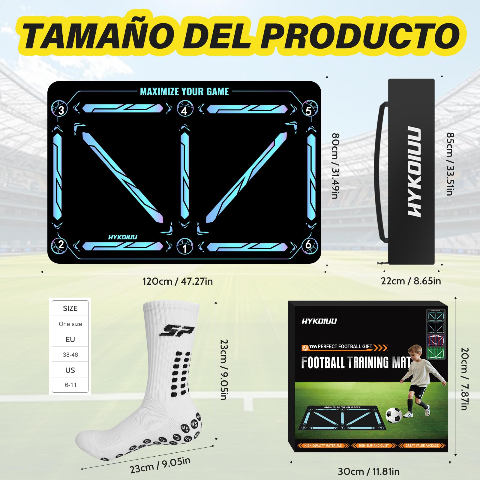 Alfombra Entrenamiento Futbol Con Video de Entrenamiento Didáctico Alfombra Futbol Entrenamiento Profesional – Tapete De Entrenamiento De Pasos, Manta De Campo De Esquinay Tapete De Fútbol