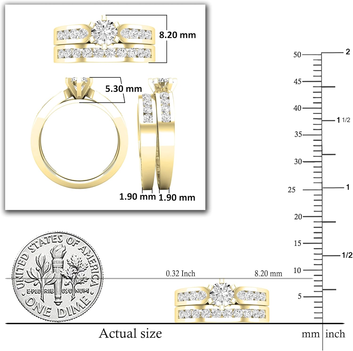 Dazzlingrock Collection 1.15 Cttw DGLA Certified Round Lab Grown White Diamond Womens Solitaire Accent Vintage Bridal wedding Ring Set (Center Stone 0.50 Carat), Available in 10K/14K/18K Solid Gold - Image 5