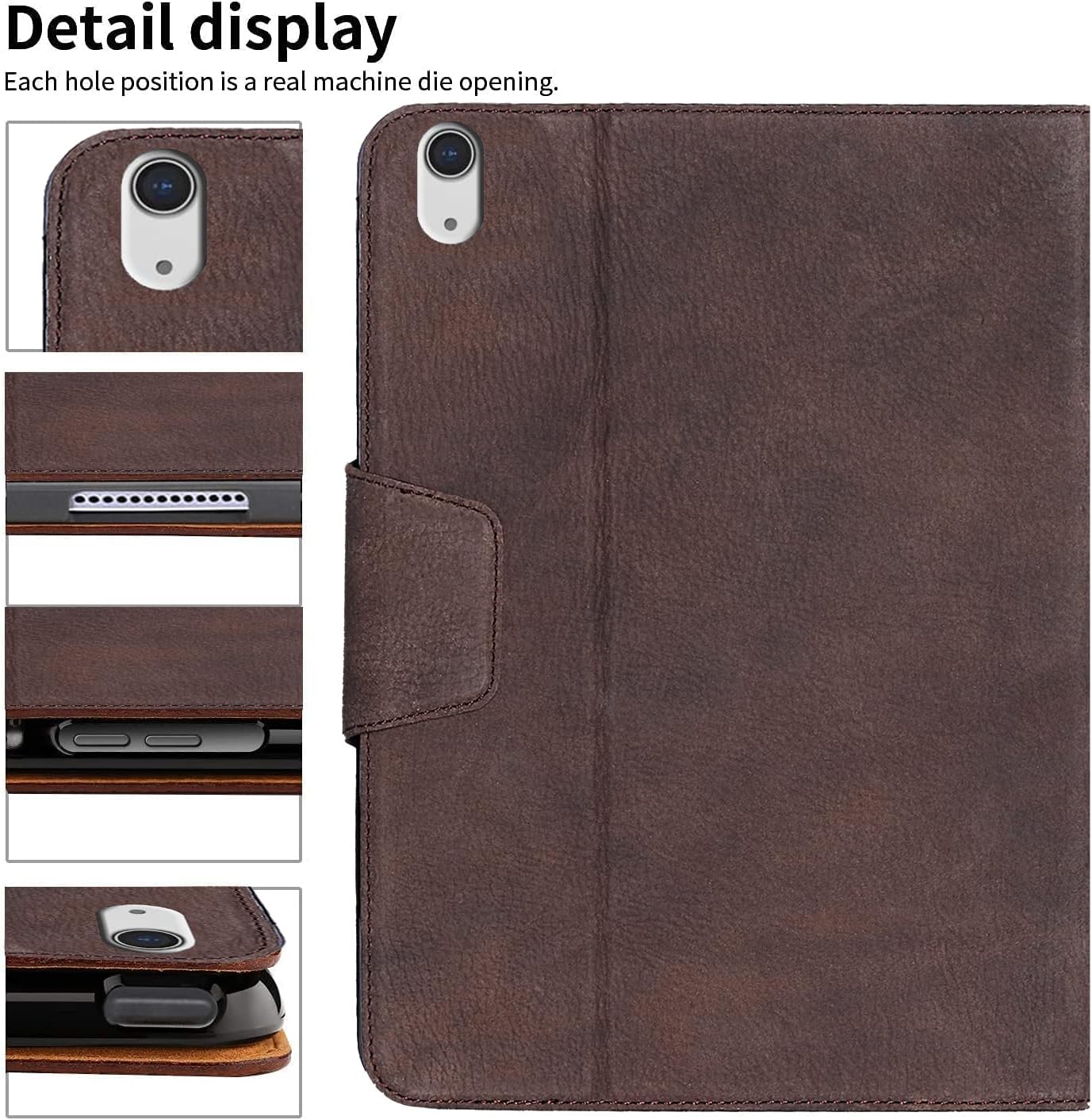 Gexmil Leather Case for iPad Air 11 Inch M4/M3/M2 (2026/2025/2024),iPad Air 10.9 Inch 5th/4th Generation 2022/2020, Top Grain Leather Cover with Pencil Holder,Magnetic Closure,Sand Dark Brown