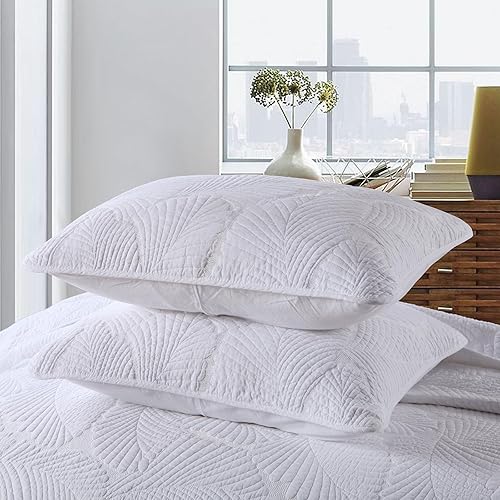 Miniatura 5 de mixinni Juego de edredón de hoja de palma blanca, juego de edredón de algodón tamaño King