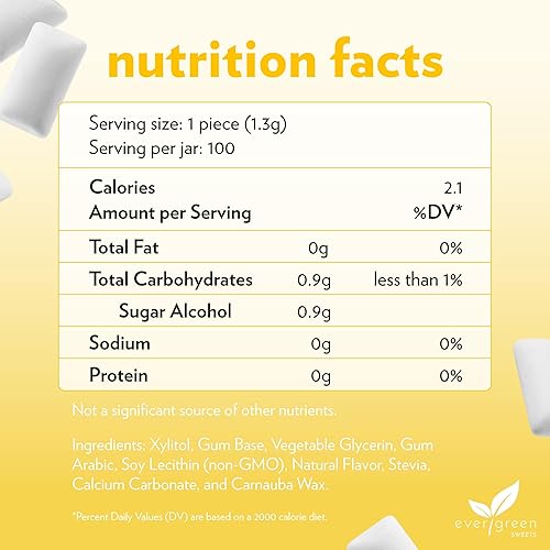 Miniatura 2 de Evergreen Sweets Chicle  Tarro de 100 piezas  Chicle de frutas tropicales naturales hecho con xilitol y stevia  sin azúcar, sin aspartamo y vegano