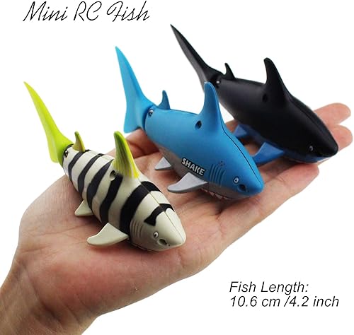 Miniatura 3 de Tipmant Mini RC Fish Shark - Barcos y submarinos con control remoto para pecera, piscina, bañera de juguete eléctrico para niños, paquete de 3 3
