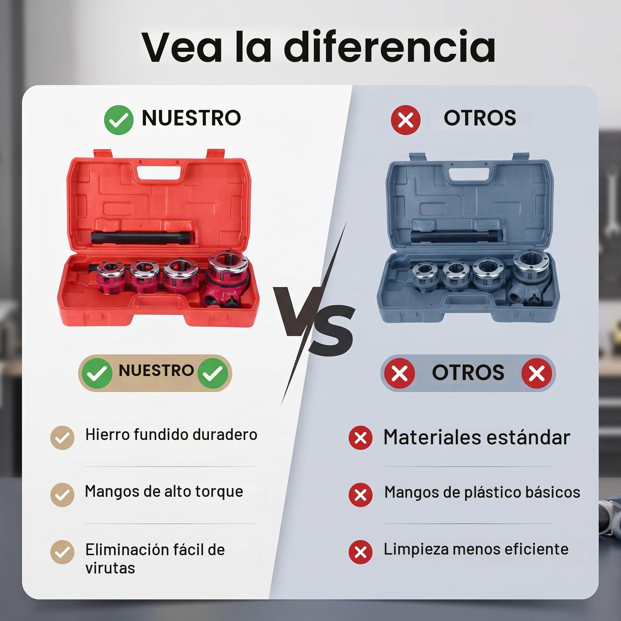 Juego de roscas para tuberías, juego de roscas con 4 roscas de 1/2", 3/4", 1", 1-1/4", para conexiones de tubería
