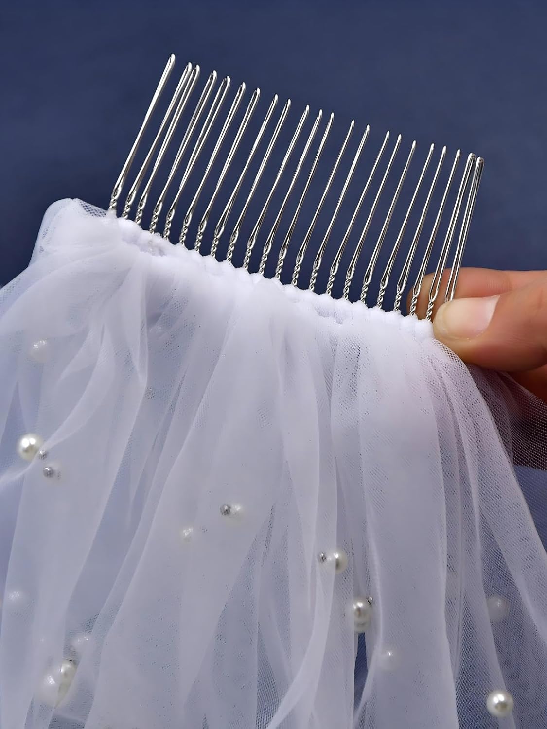 Wedding Bridal Veil Pearl Wedding Veil for Bride White Ivory Bride Veil with Metal Comb for Women