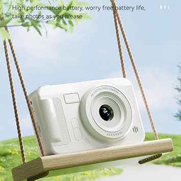 40MP 1080P Digital Camera for Kids, 8X Zoom, Auto Focus, White | 2.4 Inch Screen, Compact Point and Shoot Camera for Travel
