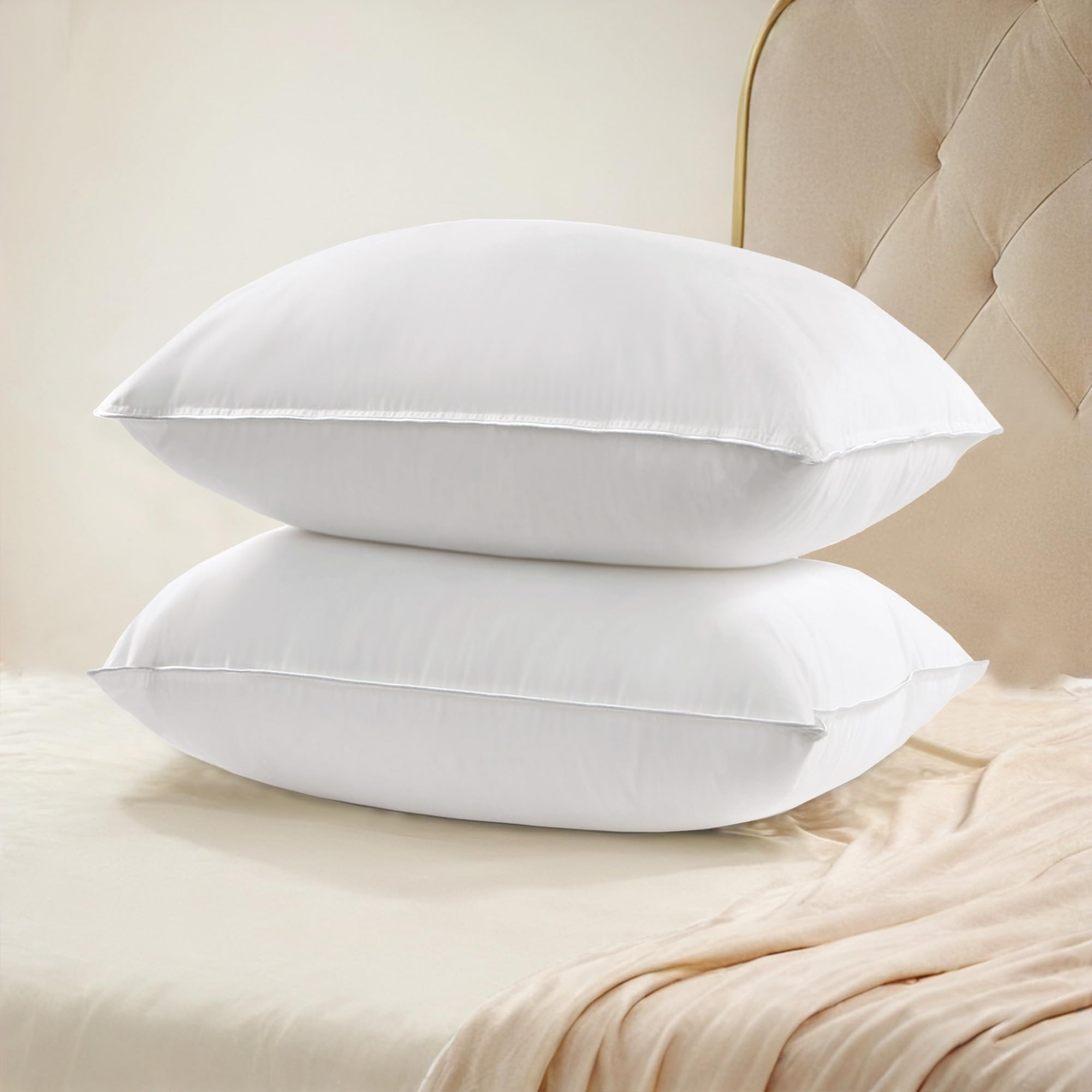 Oreiller en plumes anti-mal de cou UNIKOME set de 2 oreillers 60x60cm en coton sain