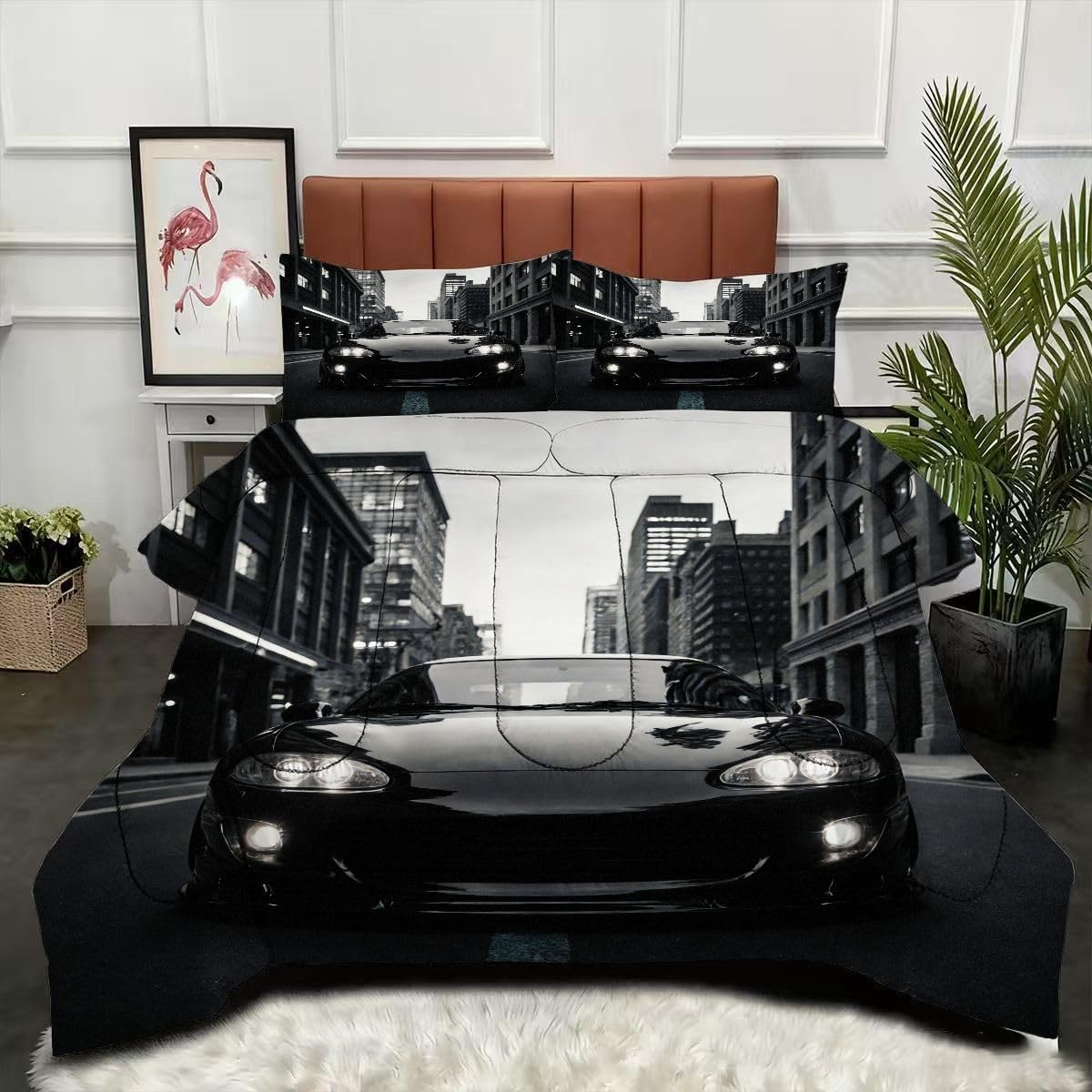 Couette 240 x 260 cm voiture de sport pour literie microfibre hypoallergénique
