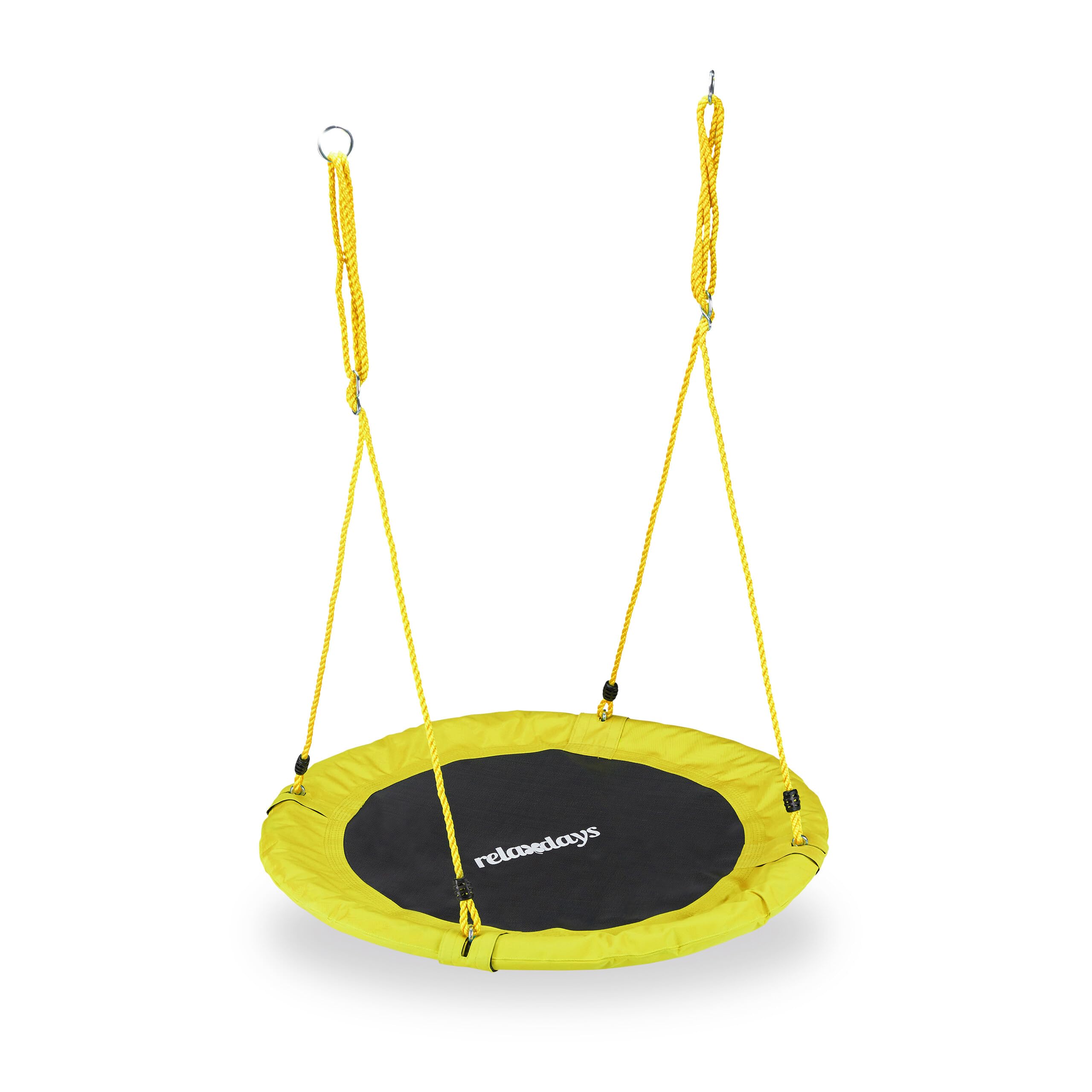 Relaxdays Columpio Jardín Nido de Altura Ajustable para Niños y Adultos, hasta 100 kg, Amarillo, ø 90 cm, Juventud Unisex