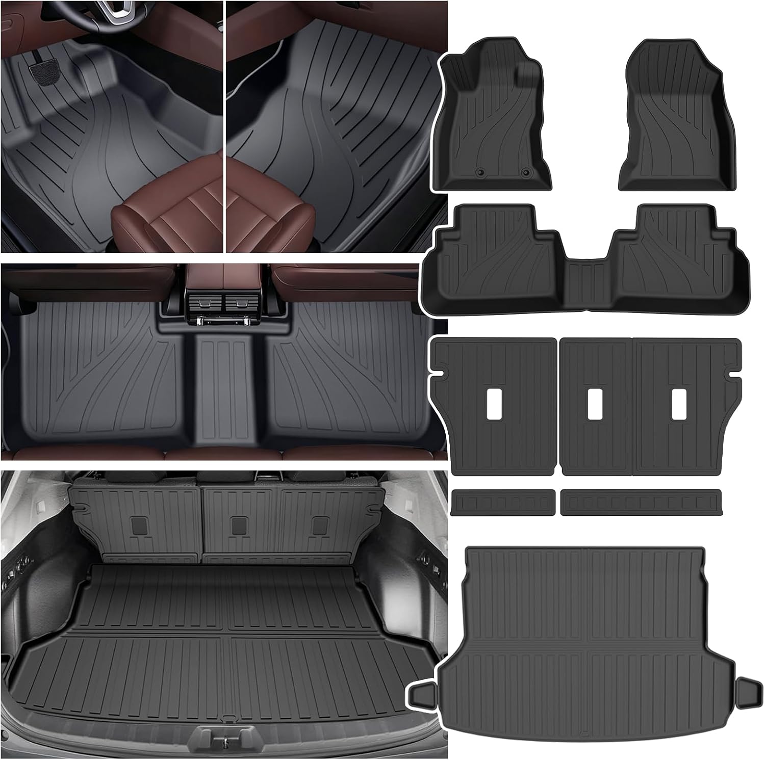 Car Floor Mats & Truck Bed Liner for Subaru Forester 2019-2024 Accessories,TPE All Weather Protection Floor Mats,Custom Fit 1st&2nd Row Cargo Liners Set(Bed Mat+Tailgate Mat+Floor Mat)