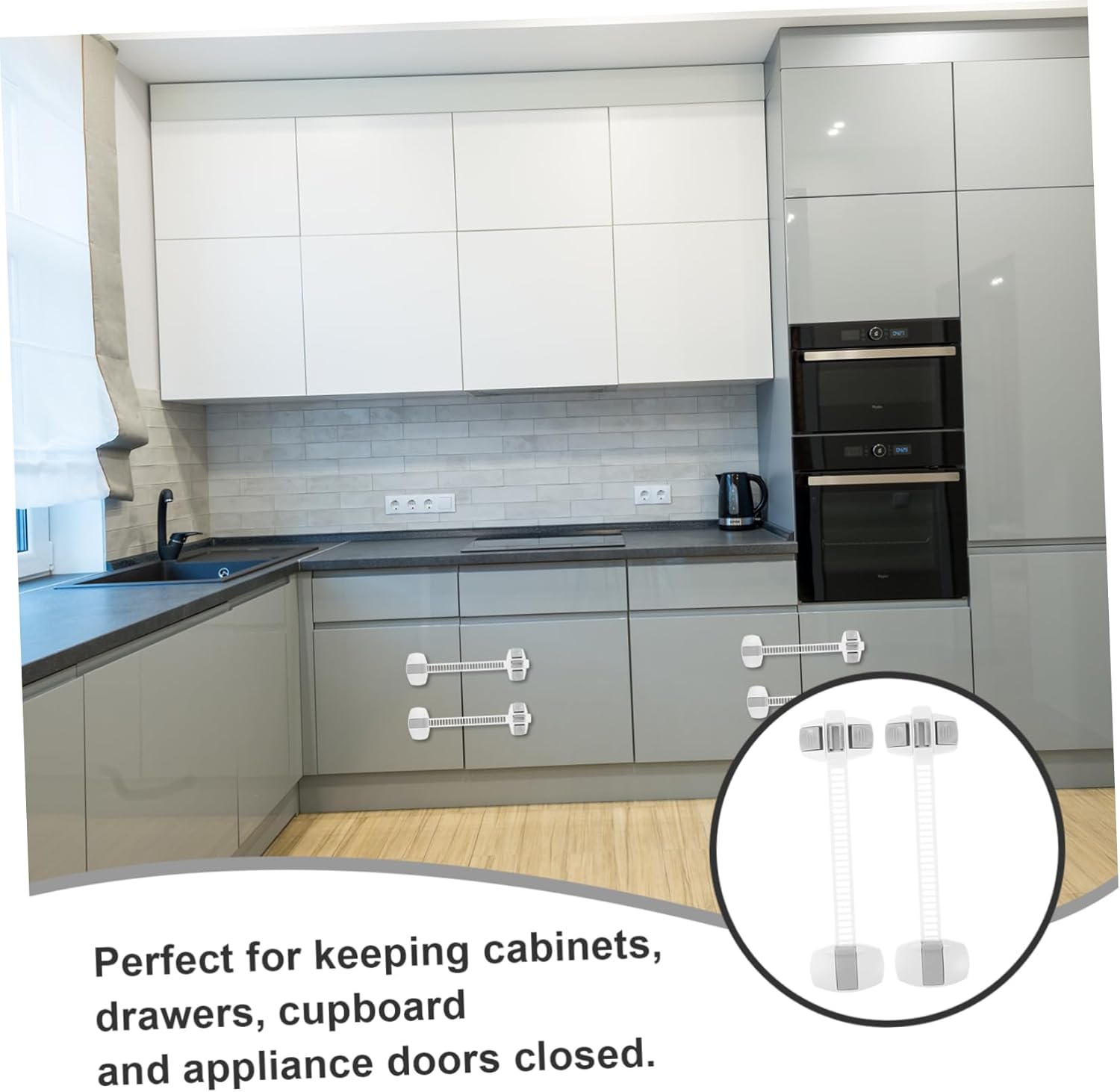 10pc Boy Girl Safety Locks Cabinet Door Locks for Boys and Girls for Home Pinch Hand Protection Grey