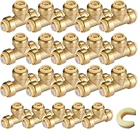 Vista 22 de Paquete de 12 acoplamientos rectos Pushfit de 1/2 pulgada, acoplamiento a presión de latón PEX con clip de desconexión, accesorios de plomería a